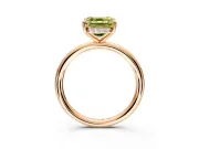 Hidden Halo Engagement Ring Setting for Fancy Yellow Asscher Cut Center with Thin Rounded Band and Prong Head in Rose Gold