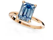 Minimalist Solitaire Engagement Ring Setting for Fancy Blue Emerald Cut Center with Thin Band and Prong Head in Rose Gold