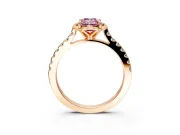 Floral Engagement Ring Setting for Fancy Pink Emerald Cut Center with Pave Band and Floral Prong Head in Rose Gold