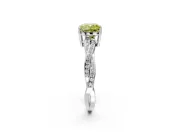 Solitaire Engagement Ring Setting for Fancy Yellow Cushion Cut Center with Twisted Pave Band and Prong Head in White Gold