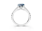 Solitaire Engagement Ring Setting for Fancy Blue Heart-Shaped Center with Pave Split Shank and Prong Head in Platinum