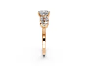 Cluster Engagement Ring Setting for Cushion Cut Center with 2-Row Shoulder Clusters and Prong Head in Rose Gold