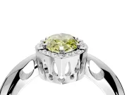 Halo Engagement Ring Setting for Fancy Yellow Marquise Center with Tapered Plain Band and Prong Head in White Gold