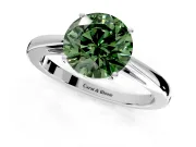 Solitaire Engagement Ring Setting for Fancy Green Round Cut Center with Open Cathedral Shoulders and Prong Head in Sterling Silver
