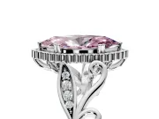 Halo Engagement Ring Setting for Fancy Pink Marquise Center with Leaf Motif Split Shank and Prong Head in Platinum