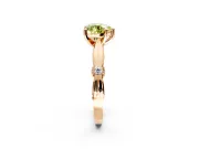 Solitaire Engagement Ring Setting for Fancy Yellow Heart-Shaped Center with Carved Leaf Shoulders and Prong Head in Rose Gold