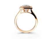 Halo Engagement Ring Setting for Princess Cut Center with Milgrain Pave Band and Bezel Head in Rose Gold