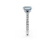 Solitaire Engagement Ring Setting for Fancy Blue Asscher Cut Center with Large Accent Band and Prong Head in Platinum