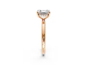 Hidden Halo Engagement Ring Setting for Asscher Cut Center with Thin Rounded Band and Prong Head in Rose Gold