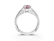 Split Shank Engagement Ring Setting for Fancy Pink Oval Center with Pave Split Shank and Prong Head in Sterling Silver