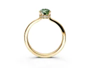 Hidden Halo Engagement Ring Setting for Fancy Green Pear-Shaped Center with Wide Flat Plain Band and Prong Head in Yellow Gold