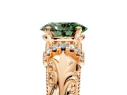 Solitaire Engagement Ring Setting for Fancy Green Oval Center with Filigree Accent Basket and Prong Head in Rose Gold