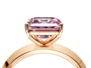 Solitaire Engagement Ring Setting for Fancy Pink Asscher Cut Center with Wide Knife Ridge Band and Prong Head in Rose Gold