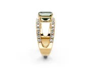 Solitaire Engagement Ring Setting for Fancy Green Asscher Cut Center with Wide-Open Split Shank and Prong Head in Yellow Gold