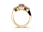 5 Stone Engagement Ring Setting for Fancy Pink Cushion Cut Center with Equal Close-Set Accents and Prong Head in Yellow Gold