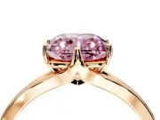Solitaire Engagement Ring Setting for Fancy Pink Cushion Cut Center with Plain Split Shank and Prong Head in Rose Gold