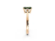 3 Stone Engagement Ring Setting for Fancy Green Emerald Cut Center with Low-Set Round Cut Accents and Prong Head in Rose Gold