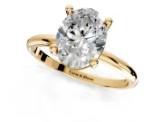 Minimalist Solitaire Engagement Ring Setting for Oval Center with Thin Band and Prong Head in Yellow Gold
