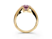 Tension Engagement Ring Setting for Fancy Pink Emerald Cut Center with Wide Tapered Band and Tension Head in Yellow Gold