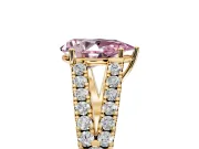 Solitaire Engagement Ring Setting for Fancy Pink Pear-Shaped Center with Pave Split Shank and Prong Head in Yellow Gold