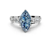Solitaire Engagement Ring Setting for Fancy Blue Marquise Center with Graduated Shared Prongs and Prong Head in Platinum