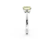 3 Stone Engagement Ring Setting for Fancy Yellow Asscher Cut Center with Low-Set Round Cut Accents and Prong Head in White Gold