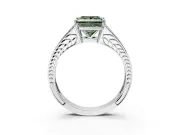 Split Shank Engagement Ring Setting for Fancy Green Princess Cut Center with Pave Split Shank and Prong Head in Platinum