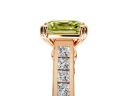 Solitaire Engagement Ring Setting for Fancy Yellow Asscher Cut Center with Channel Band and Double Claw Prong Head in Rose Gold