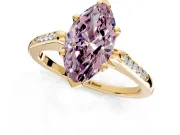 Solitaire Engagement Ring Setting for Fancy Pink Marquise Center with Channel Accents and Prong Head in Yellow Gold