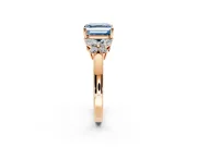 Solitaire Engagement Ring Setting for Fancy Blue Asscher Cut Center with Marquise Flower Shoulders and Prong Head in Rose Gold