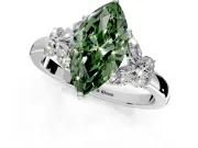 Solitaire Engagement Ring Setting for Fancy Green Marquise Center with Marquise Flower Shoulders and Prong Head in Platinum