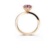 Solitaire Engagement Ring Setting for Fancy Pink Round Cut Center with Thin Rounded Plain Band and Prong Head in Rose Gold