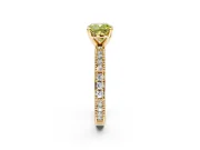 Solitaire Engagement Ring Setting for Fancy Yellow Cushion Cut Center with Milgrain-Edged Pave Band and Prong Head in Yellow Gold