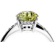 Solitaire Engagement Ring Setting for Fancy Yellow Round Cut Center with Channel-Set Accent Band and Prong Head in Sterling Silver