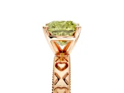 Solitaire Engagement Ring Setting for Fancy Yellow Cushion Cut Center with XO Engraved Band and Prong Head in Rose Gold
