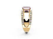 Solitaire Engagement Ring Setting for Fancy Pink Asscher Cut Center with Wide-Open Split Shank and Prong Head in Yellow Gold