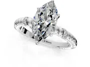Rope Engagement Ring Setting for Marquise Center with Accent Shoulders and Prong Head in White Gold