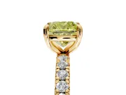 Solitaire Engagement Ring Setting for Fancy Yellow Cushion Cut Center with Shared-Prong Accents and Prong Head in Yellow Gold