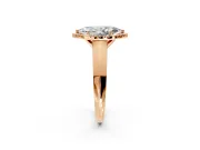 Halo Engagement Ring Setting for Marquise Center with Knife Ridge Cathedral Band and Prong Head in Rose Gold