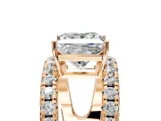 Solitaire Engagement Ring Setting for Princess Cut Center with Wide-Open Split Shank and Prong Head in Rose Gold