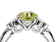 Cluster Engagement Ring Setting for Fancy Yellow Round Cut Center with Bezel Accent Clusters and Prong Head in Platinum