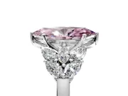 Leaf Cluster Engagement Ring Setting for Fancy Pink Marquise Center with Marquise Accents and Prong Head in Platinum
