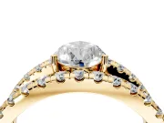 Solitaire Engagement Ring Setting for Pear-Shaped Center with Wide-Open Split Shank and Prong Head in Yellow Gold