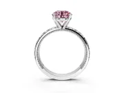Solitaire Engagement Ring Setting for Fancy Pink Round Cut Center with XO Engraved Band and Prong Head in Platinum