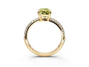 Solitaire Engagement Ring Setting for Fancy Yellow Radiant Cut Center with Multi-Row Pave Accents and Basket Head in Yellow Gold