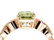 Leaf Engagement Ring Setting for Fancy Yellow Princess Cut Center with Milgrain Accent Band and Prong Head in Rose Gold