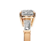 3 Stone Engagement Ring Setting for Cushion Cut Center with Baguette Accents and Prong Head in Rose Gold