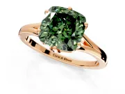 Solitaire Engagement Ring Setting for Fancy Green Cushion Cut Center with Plain Split Shank and Prong Head in Rose Gold