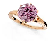 Solitaire Engagement Ring Setting for Fancy Pink Round Cut Center with Plain Split Shank and Prong Head in Rose Gold