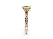 Solitaire Engagement Ring Setting for Fancy Yellow Asscher Cut Center with Milgrain Bezel Accents and Prong Head in Rose Gold